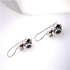 Lois Hill Pearl Light Blue Stone Sterling Silver Earrings